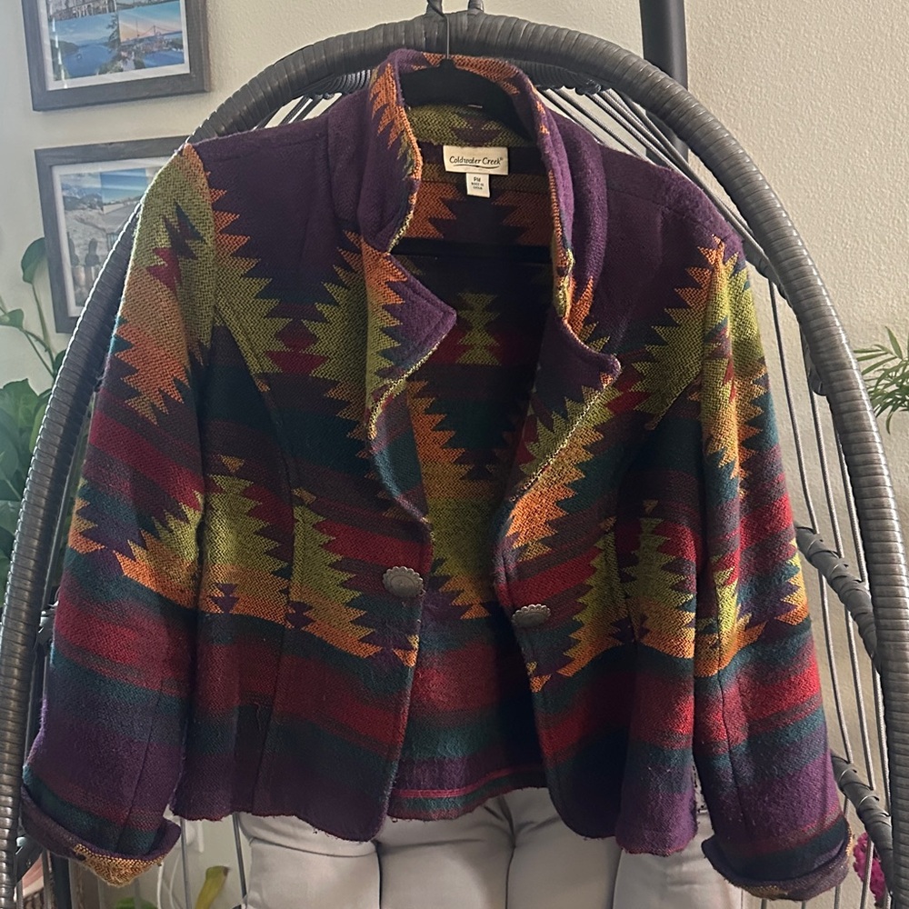 Coldwater Creek Multicolor Zigzag Jacket